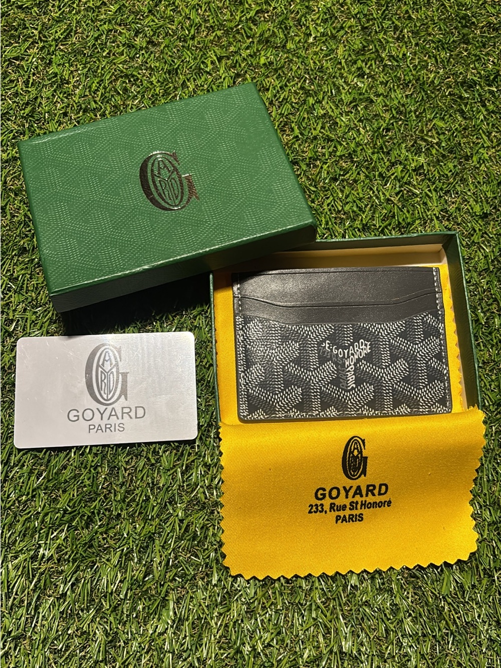Goyard Grey and Black Goyardine Card Holder